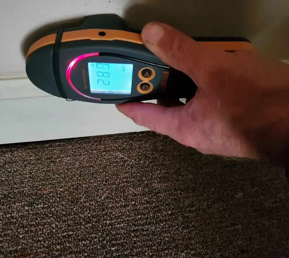 Moisture detection at baseboard during Burst Pipe Cleanup in Lakeside